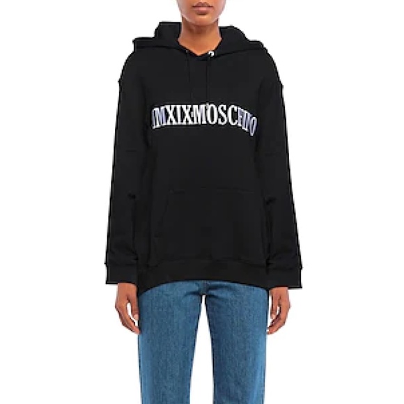 Moschino | Tops | Moschino Black Oversized Hoodie With Logo Size 8 Med In  Black Msrp 58 | Poshmark